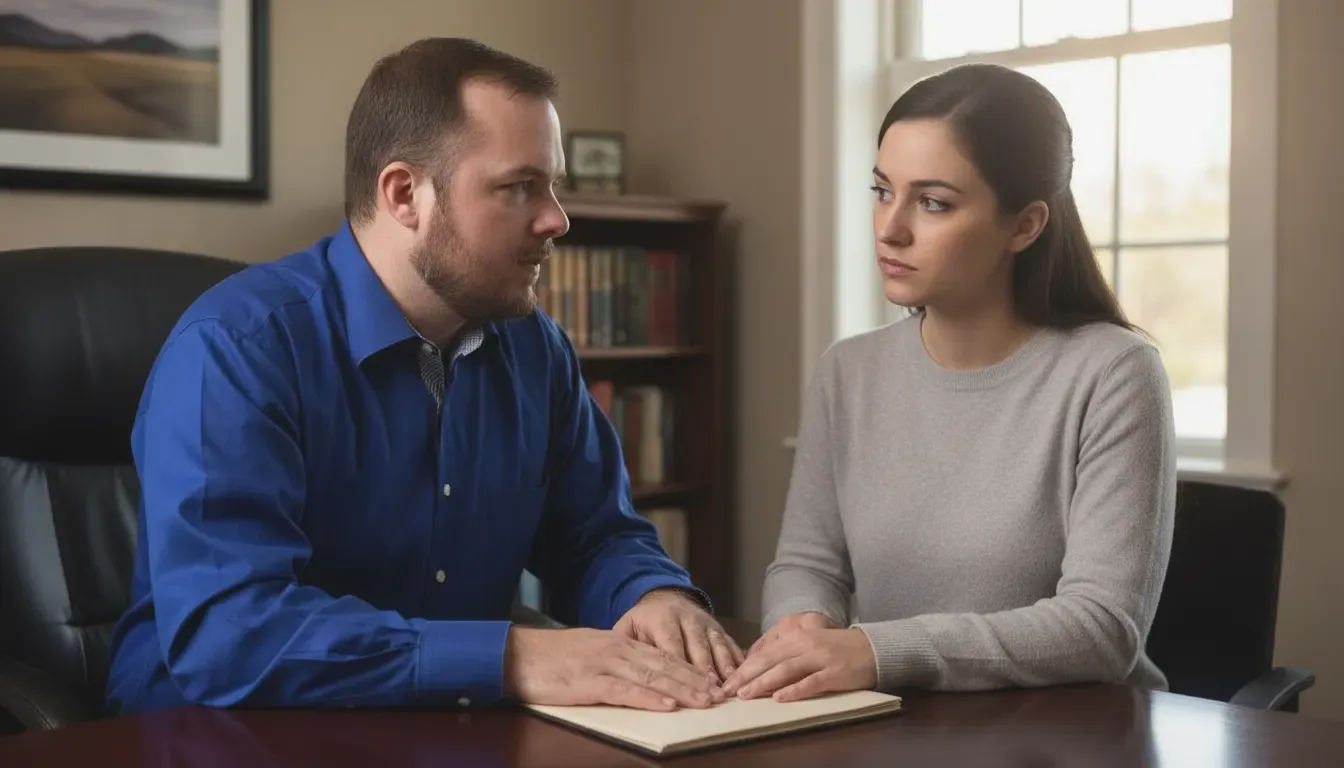 Virginia homicide defense attorney discussing evidence with a client